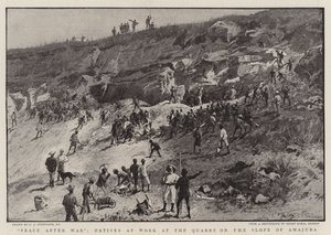 Peace after War, Natives at Work at the Quarry on the Slope of Amajuba by Charles J. Staniland